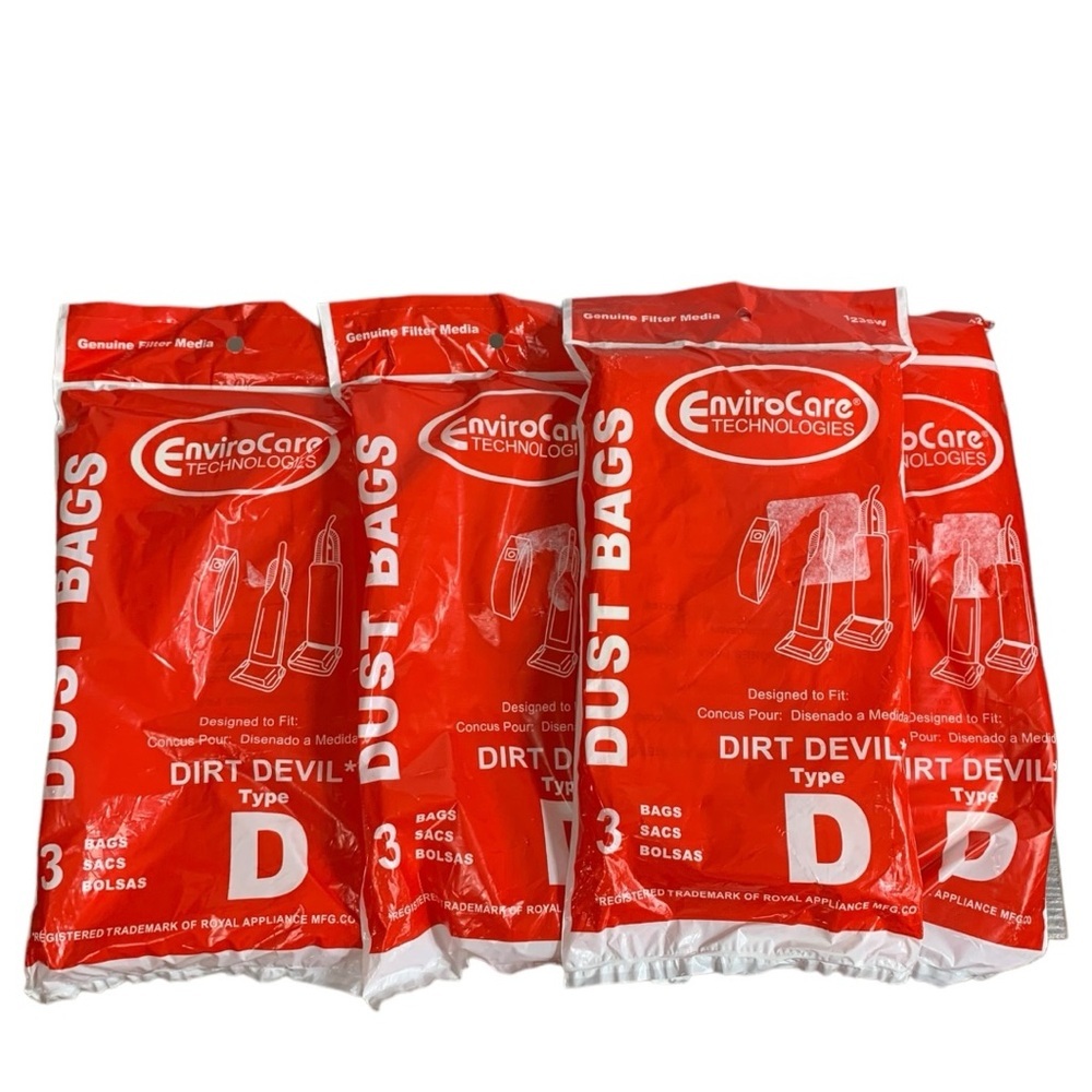 Dirt Devil EnviroCare Technologies Type  D 123W Filter Media Bags 4 Packs (12)